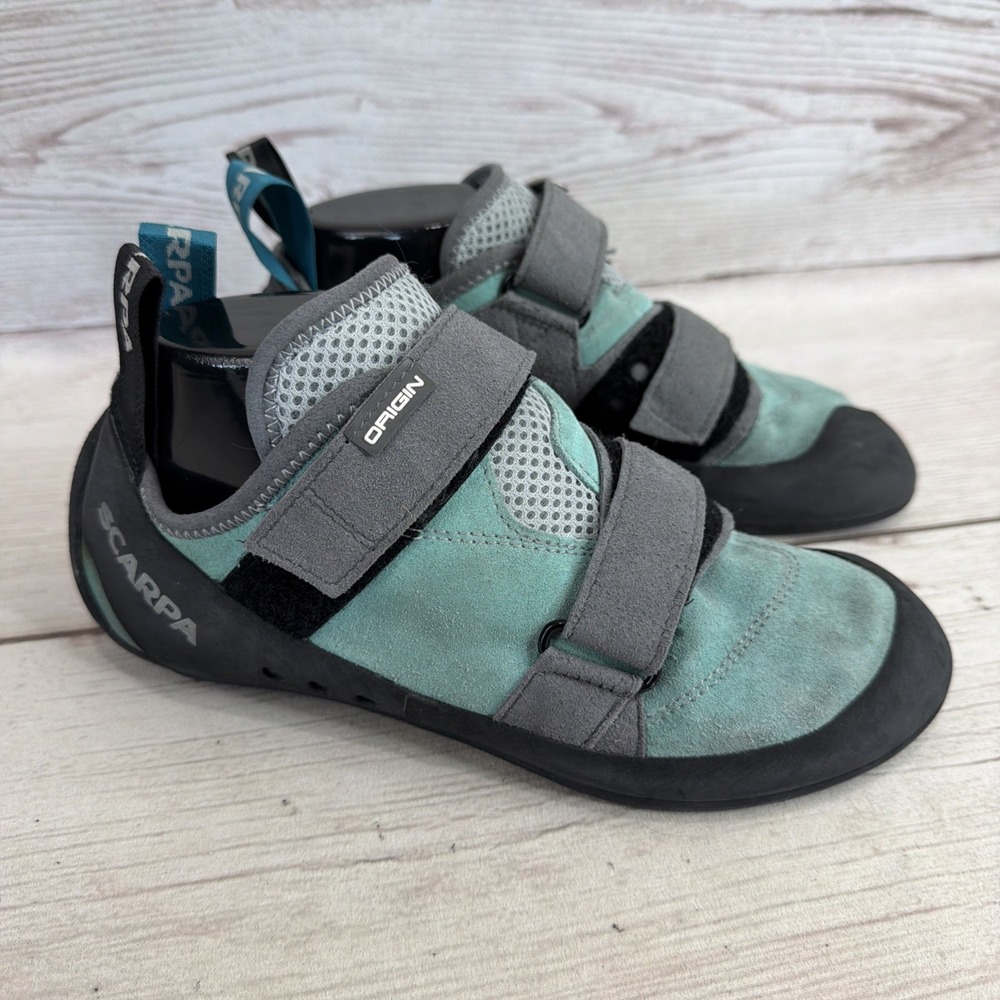 Scarpa Origin WMN Women's Rock Climbing Shoes Aqua Gray Size 41 EU 8 US EXC